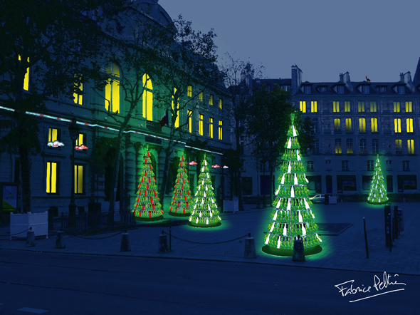 Fabrice Peltier - éco design - Sapins de Noël recyclés - Mairie Paris 4